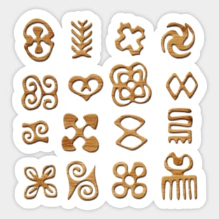 Carved Wood Adinkra Symbols Print Sticker